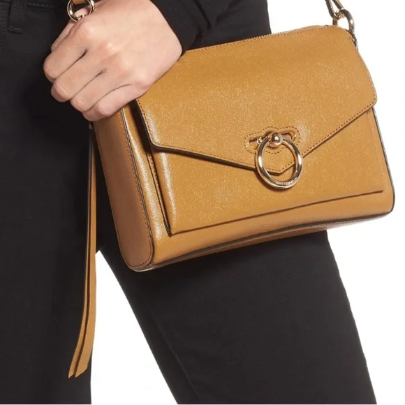 Rebecca Minkoff Jean Mac Leather Crossbody Handbag in Nutmeg Tan Brown-No Strap - Picture 2 of 7